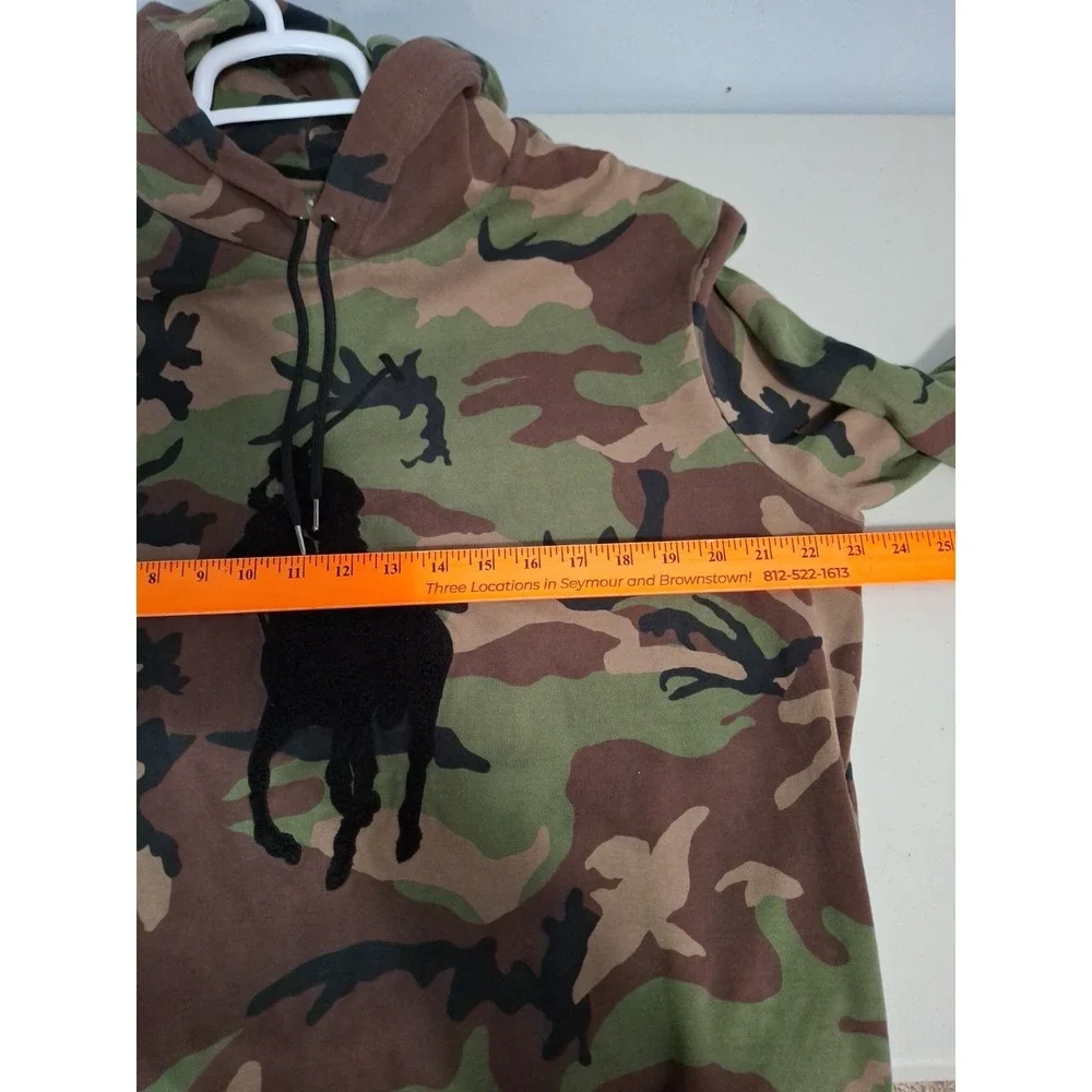 POLO RALPH LAUREN CHENILLE BIG PONY SURPLUS CAMO DOUBLE-KNIT HOODIE SWEATER...